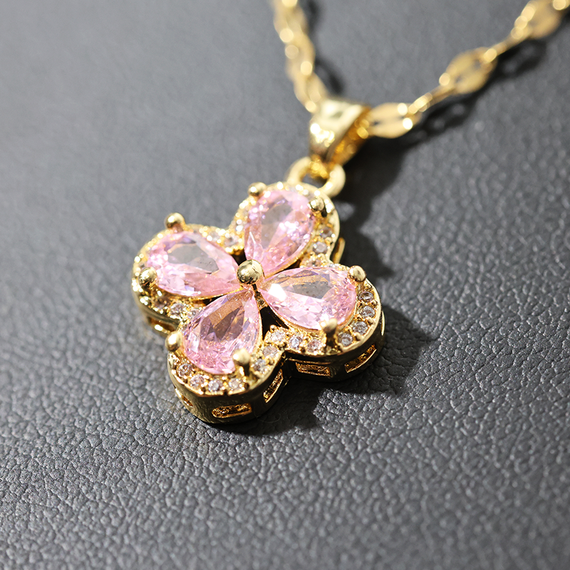 Clover Necklace - Pink