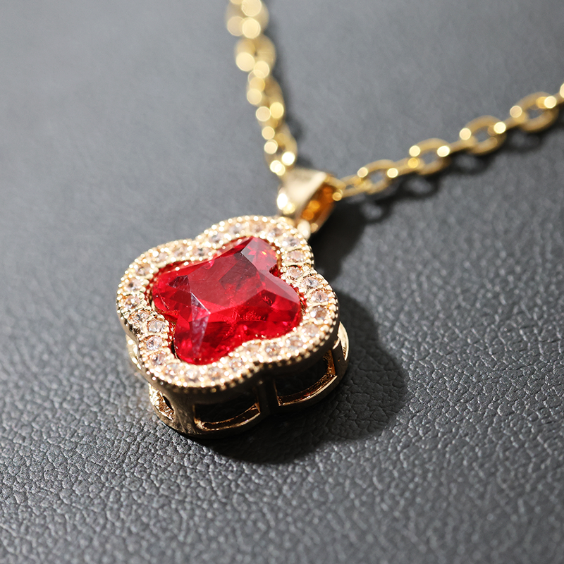 Ruby Clover Necklace